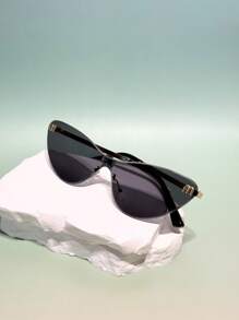1 Pair Geometric Pattern Retro Unisex Frameless Small Rectangular Sunglasses, Versatile Fashion, Y2K Style, Elegant, Suitable For Outdoor And Various Occasions