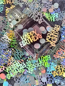 15克/30克/50克彩色生日纸屑，适合桌面装饰 - 生日快乐气球和星形散落纸屑，迪斯科风格婴儿派对装饰，性别揭晓派对，周年纪念派对用品，可重复使用的闪光桌面装饰 - 彩色 - 查看 5