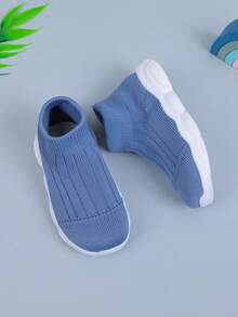 1 par de zapatos ligeros para niños pequeños con suela suave y transpirable de malla, adecuados para uso casual tanto en interiores como en exteriores, para primavera/otoño - Azul - Ver 6