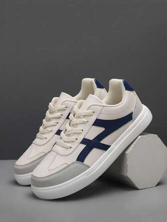 Men Casual Sports Shoes, Low-Top Leather Men Flat Skate Shoes, Fashion Men Outdoor Sneakers, Lightweight Anti-Slip Casual Shoes, Suitable For Daily Activities And Street Skateboarding