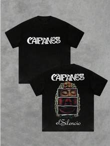 Camiseta gráfica para hombre de 100% algodón Caifanes, de doble impresión, 220g - Negro - Ver 1