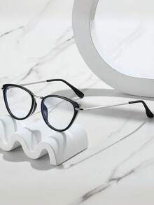 Kính mắt mèo trong suốt phong cách Y2K, màu trà mát mẻ. - Đen (phim xám) - Xem 4