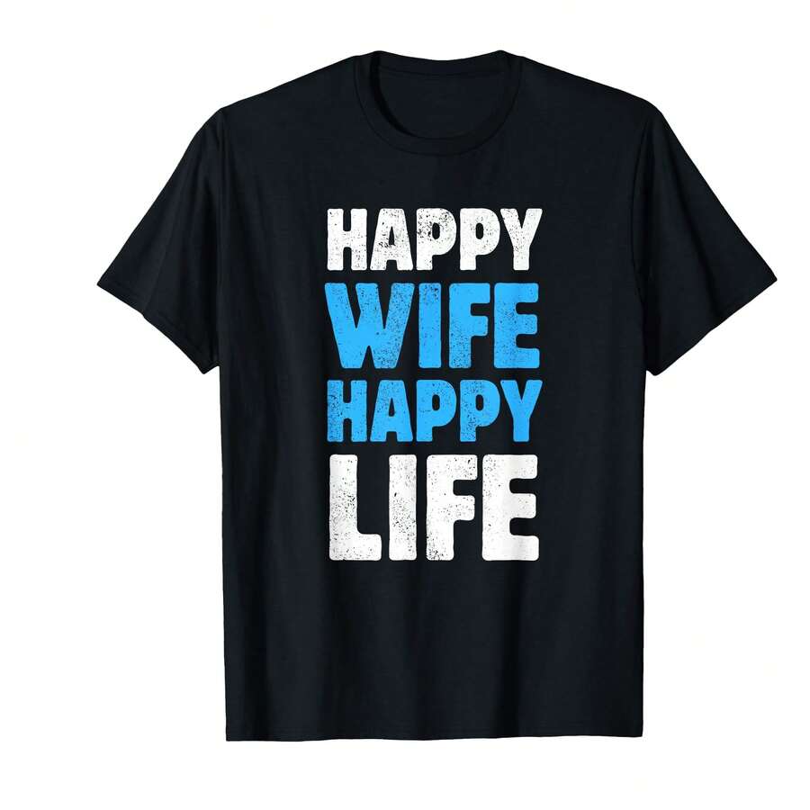 Camiseta "Feliz esposa, feliz vida" - Negro - Ver 1