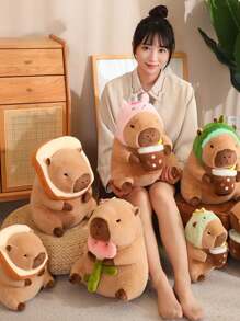 1PC30cm 11.81in Soft Capybara Transforming Capybara Doll Burger Toast Avocado Transforming Capybara Plush Toys For Kids Birthday Gift Home Decoration Valentine's Day Gift For Girls Sofa Pillow