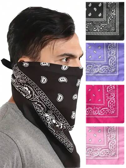 1pc Polyester Paisley Neckerchief, Versatile Bandana, Hip Hop Rock Outdoor Headwear, Mask Accessory, Scarf For Cycling Hiking Windproof Sun Protection, Unisex Lightweight Woven Headband, Machine Washable & Dry Clean, Cool Fashion Headwrap