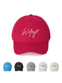 1 Pc Outdoor Wifey Letter Print Adjustable Baseball Cap, Casual Sun Protection Hat For Spring/Autumn Travel, Beach Holiday, Suitable For Young Men, Y2K Style