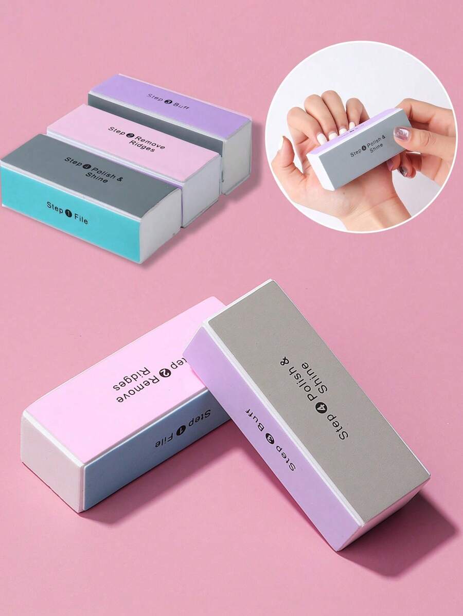 1pc Professional 4 Step Polishing Blocks Multi-Purpose Sponge Nail Polisher Color Polishing Blocks Professional Nail Tools Shiny Nail Polishing Files Manicure Pedicure Nail Care Nail Art 320/600/800/4000 Grit For Polishing Shiny