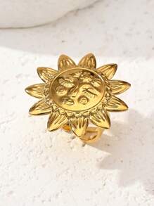 1/3/6 Stück modische, goldplattierte Edelstahl Spiral-Herz & Lächelndes Gesicht verstellbare Ringe, geeignet für Frauen Sommer Strandparty Urlaub Alltag, Geschenke für Paare oder Freunde