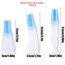 1pc Portable Silicone Oil Bottle With Brush, Grill Oil Brush, Kitchen Oil Bottle, Outdoor Baking And Barbecue Brush, Silicone Oil Brush With Dust Cover, Coating Tool For Outdoor Barbecue Picnic, Suitable For Home Kitchen, Convenient Oil Bottle With Brush, Heat Resistant, Essential Kitchen Accessory, Oil Bottle, Summer - Multicolor - View 4