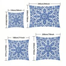 1 Pc Blue Breeze Fresh, Light And Simple Style Outdoor Umbrella Polyester Screen Print Camping, Picnic, Beach Use