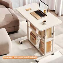 1 Mobile Multi-Purpose Computer Desk, Home Bedroom Bedside Desk Computer Desk, Bedroom, Living Room Dormitory, Lazy Simple Student Writing Desk, Movable And Adjustable Height Laptop Desk, Wheels Can Rotate 360%