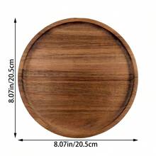 1 szt. Drewniany talerz/taca, okrągły, solidny drewniany półmisek do serwowania, kreatywne owoce, przekąski, słodycze, taca na herbatę - trwały i modny przedmiot kuchenny odpowiedni na kolację, przekąskę, herbatę, kawę, owoce