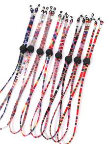 6Pcs Bohemian Style Colorful Hand Woven Glasses Chains, Adjustable Length Fashion Eyeglasses Lanyards, Anti-Lost Fashion Glasses Hanging Ropes, Practical Eyewear Strap Suitable For Travel Fashion Glasses Presbyopic Glasses Daily Outdoor Accessories - Multicolor - View 2