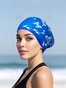 Adult Silicone Swimming Cap, Elegant Butterfly Pattern, Waterproof, Anti-Slip, Comfortable Elastic, Suitable For Short Or Long Hair, Beach Essentials, Beach Accessories, Pool Float