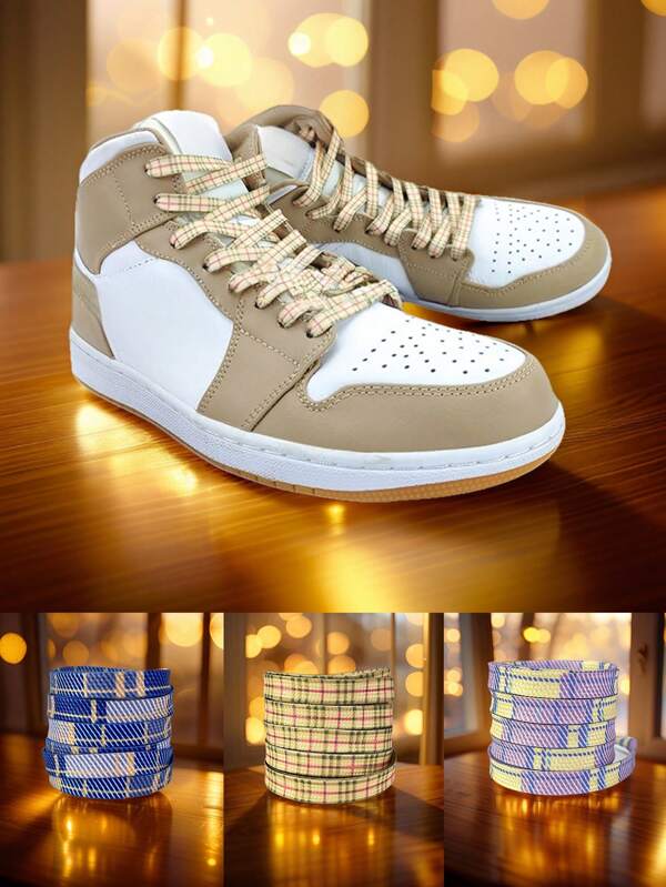 Lacci di ricambio asimmetrici a quadri, stile scolastico carino e versatile, larghezza 1 cm, lunghezza 120 cm, adatti per sneaker, scarpe di tela, scarpe da skate come lacci di ricambio