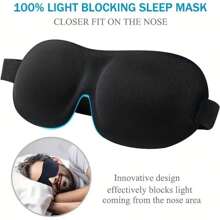 2pcs Packaged Assorted Color 100% Light Blocking 3D Eye Mask, Black Solid Design, Adjustable Strap, Comfortable For Back & Side Sleepers, Soft Sponge Material