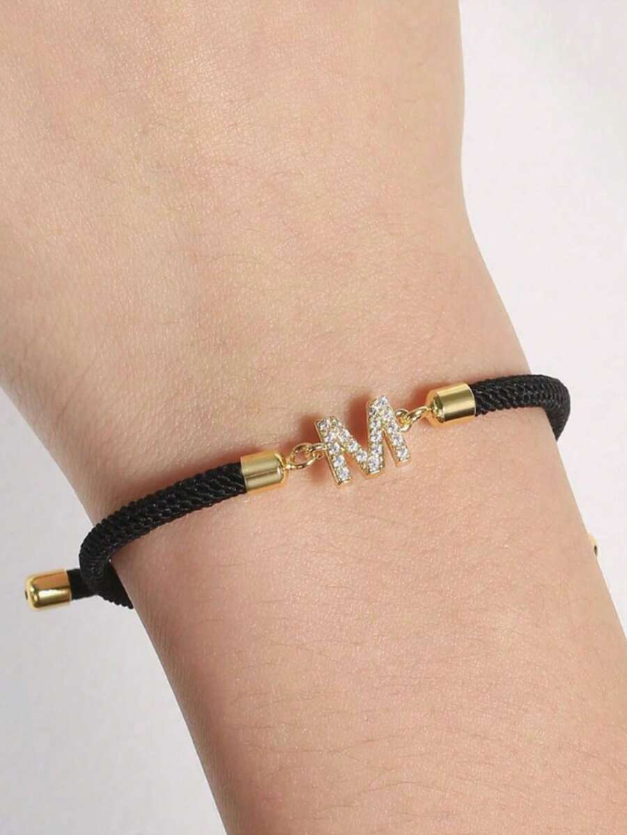 1 Piece Of Fashion Creative Stainless Steel A-Z, 26 English Letter Hand Rope, Can Freely Adjust The Big And Small Hands, Girls Daily Wear Initials Bracelet