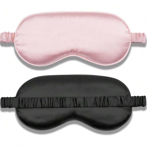 Sleep Mask 2 Packs, Soft Blackout Eye Mask For Women Men, Eye Sleep Shade Cover For Back And Side Sleeper, Sleeping Mask Night Blindfold For Night Sleep, Travel, Nap (Pink, Black)