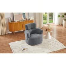 Silla giratoria acolchada de 360° con reposacabezas ajustable para sala de estar, dormitorio, oficina y hotel, gris-9197 - Multicolor - Ver 9
