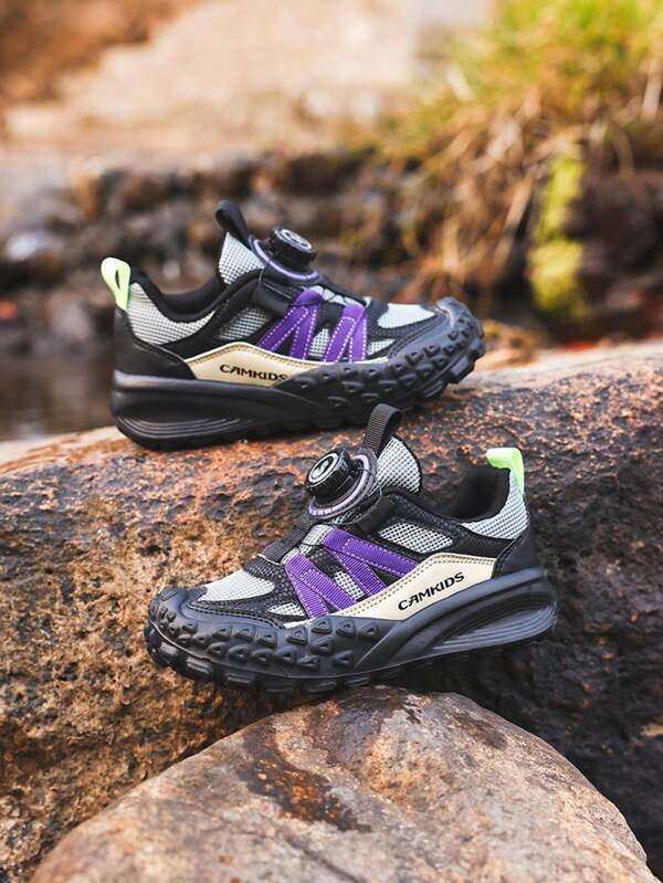 1 par de zapatos deportivos de primavera/otoño de red única y de caña baja para niños, con Top de malla transpirable, suela gruesa suave y duradera con agujeros, adecuados para uso diario, actividades al aire libre, senderismo, trekking y propósitos múltiples