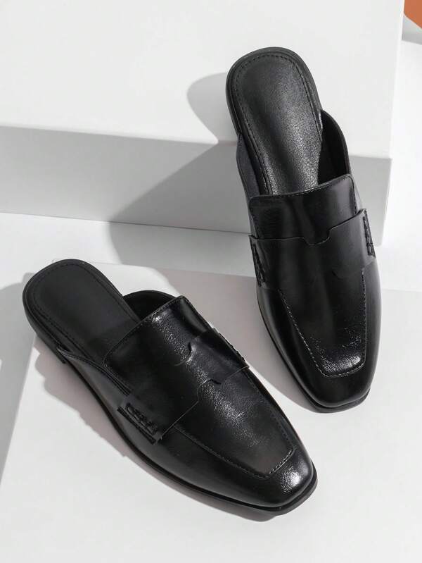 Sandales à enfiler noires pour femmes, pantoufles creuses décontractées et confortables de couleur unie, à la mode et polyvalentes, nouveaux styles 2025