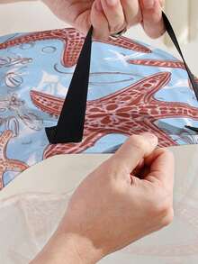 1 件卡通海星图案可折叠圆形收纳篮带手柄，大容量多用途收纳箱，适用于浴室、房间、洗衣、玩具、婴儿用品、折叠洗衣篮洗衣篮、篮子