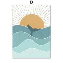1PC Abstract Minimalist Sea Beach Surfboard Mountain Posters And Prints Wall Art Canvas Painting Wall Pictures For Living Room Decor Optional Frame ﻿