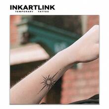 INKARTLINK，纹身贴纸，太阳、月亮和星星纹身贴纸，防水持久1-2周，极简宇宙图腾设计 - 黑色 - 查看 3