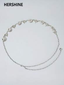 Hershine 2 Stück elegante Bauchkette aus Zinklegierung mit Muschelkette, vielseitiges Accessoire, passend zu Kleid, Rock, Jeans, geeignet für Arbeit, Urlaub, täglichen Weg, Treffen mit Freunden, Party, Hochzeit Sommer