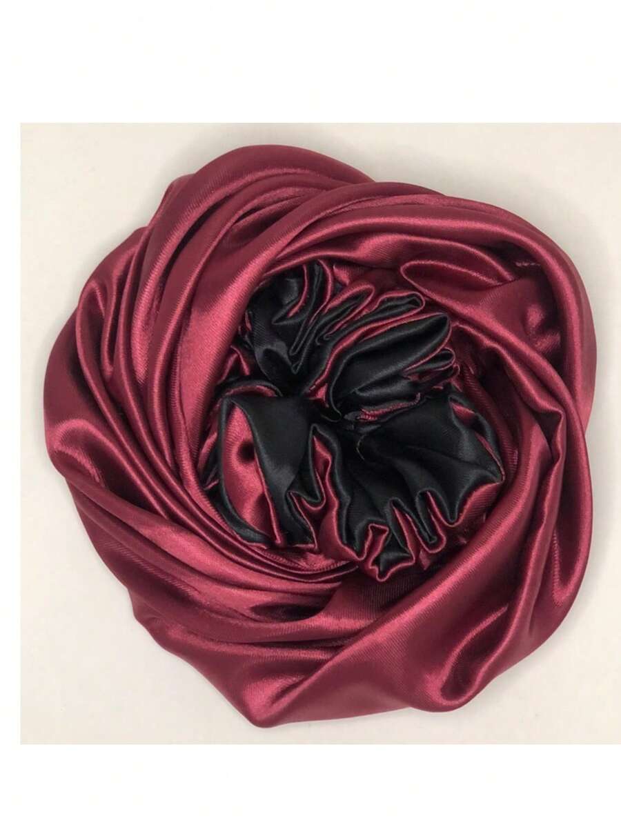 Double-Sided Satin Bonnet With Adjustable Strap + 1 Hair Tie - Redwood - View 1