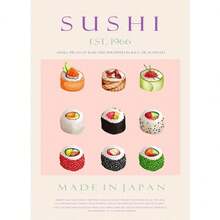 1 pieza Impresión de póster de pintura en lienzo de sushi de té verde de delicias para decoración de pared de sala de estar, cocina, dormitorio, comedor, regalo, opcional marco moderno, pósteres, arte de pared, pinturas en lienzo para decoración de cocina - Multicolor - Ver 56