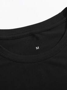 Customized Men's 2 Pieces Set, Black T-Shirt And Shorts, Casual, Loose, Upload Your Own Photos, Logos (Partner/Pet/Group Photos), Corporate Teambuilding Uniforms, Party Customized Outfits, Suitable For Boyfriend, Family, Friends, Birthday, Holiday Gifts, Valentine's Day, Birthday, Anniversary, Personalized Gift - Black - View 8