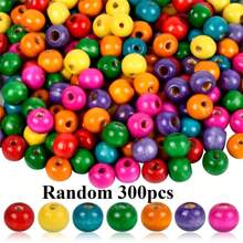 100/200/300/500pcs Colorful Wooden Beads, Round Craft Beads, Natural Wood Beads, Christmas Gift