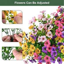 1/ 2/ 10/ 20 قطعة أزهار صناعية للديكور الخارجي، سبعة باقات صغيرة من الورود البنفسجية الاصطناعية من نبات الكافور، نباتات اصطناعية ملونة مقاومة للاستخدام في الحديقة والشرفة والسرداب، ديكور واقعي للشرفة والحديقة والمنزل