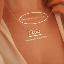 Collar personalizado con nombre en inglés de estilo sencillo, con placa de acero inoxidable bañada en oro de 18K. Joyería personalizada elegante como regalo de cumpleaños y festividades para mujeres, útiles escolares, regalos para maestros, para la universidad, para colegas, para dormitorios, para maestros, para niños y niñas, para adolescentes, estudiantes de secundaria, estudiantes de preparatoria, estudiantes universitarios, estudiantes de primer año, estudiantes de segundo año, estudiantes de grados inferiores