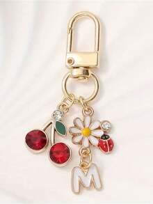 1 件合金 A-Z 字母樱桃雏菊甲虫字母吊坠钥匙扣时尚创意设计生日礼物配饰、母亲节礼物女士、夏季包包挂饰、女士时尚配饰、鲜艳的花朵设计、耐用的金属钥匙扣、美观的礼物创意、新奇钥匙扣 - 金色 - 查看 13