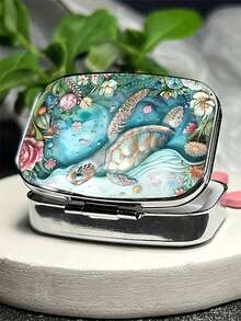 1 个海龟形药盒，迷你药盒，带 2 个隔层，便携式家用药品收纳盒，独特口袋、钱包、旅行礼物 - 彩色 - 查看 5