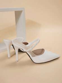 Fall/Winter 2025 Women's Pointed Toe Slip-On Mules, New Minimalist Closed Toe High Heel Sandals, Simple & Elegant For Work, Business, Date, Party,Elegant,Women Pumps