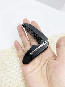 1 chiếc lược chải râu mini gấp gọn, màu đen, lược bỏ túi nhỏ gọn dành cho nam và nữ, tiện lợi khi đi du lịch. - màu đen - Xem 5