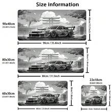 1 件加长酷炫跑车桌面垫 - 耐用、防滑橡胶安装鼠标垫，采用高清绿色虹膜设计，非常适合游戏和办公电脑、笔记本电脑 - 送给游戏玩家的绝佳礼物，桌面鼠标垫 - 黑與白 - 查看 3