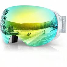 Ski Goggles OTG For Women Men Adult YouthOver Glasses Snow GogglesInterchangeable LensAnti Fog Snowboard Goggles - A8-whiteFrameRevoGoldLensVlt18% - View 1