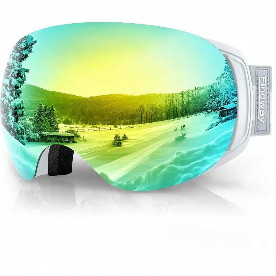 Ski Goggles OTG For Women Men Adult YouthOver Glasses Snow GogglesInterchangeable LensAnti Fog Snowboard Goggles - A8-whiteFrameRevoGoldLensVlt18% - View 1