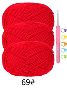 1/3 包 50 克 4 股钩针线，包含 3 毫米钩针 + 记号扣，初学者钩针工具套装，多种优质腈纶线，柔软舒适，适用于钩针编织项目、DIY 手工艺品、围巾、礼品（多种颜色可选）