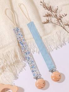 1 件婴儿奶嘴链，时尚奶嘴夹，带木制 3 孔奶嘴夹，适合婴儿女孩和男孩的礼物日常使用 - 彩色 - 查看 4