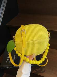 Women's Fashionable Personalized Woven Ball Shape Handbag, Casual Shoulder/Crossbody Bag For Daily & Shopping