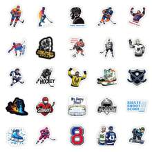 50pcs Ice Hockey Themed Stickers, Waterproof Graffiti Decals, Colorful Cool DIY Patches, Glitter Decors, Reusable, Asymmetrical Shapes, PVC Material