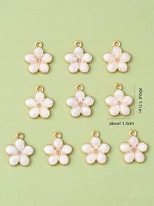 10pcs/Pack Zinc Alloy Pink Enamel Flower Shaped Small Pendant, Suitable For Earrings, Necklaces, Bracelets DIY