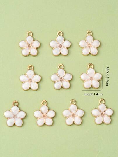 10pcs/Pack Zinc Alloy Oil Dripping Flower Shaped Pendant, Suitable For Earrings, Necklaces, Bracelets DIY Making