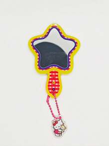 Hello Kitty Espejo colgante de acrílico con movimiento de Hello Kitty, espejo de maquillaje portátil, decoración creativa de estilo retro DIY para llavero, bolso y otros usos
