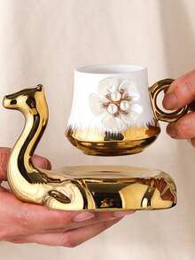 1 Set de taza y platillo de cerámica para café, vajilla para hogar, comedor, sala de estar, regalo ideal para té, café, leche, jugo, adecuado para bodas, fiestas, cumpleaños